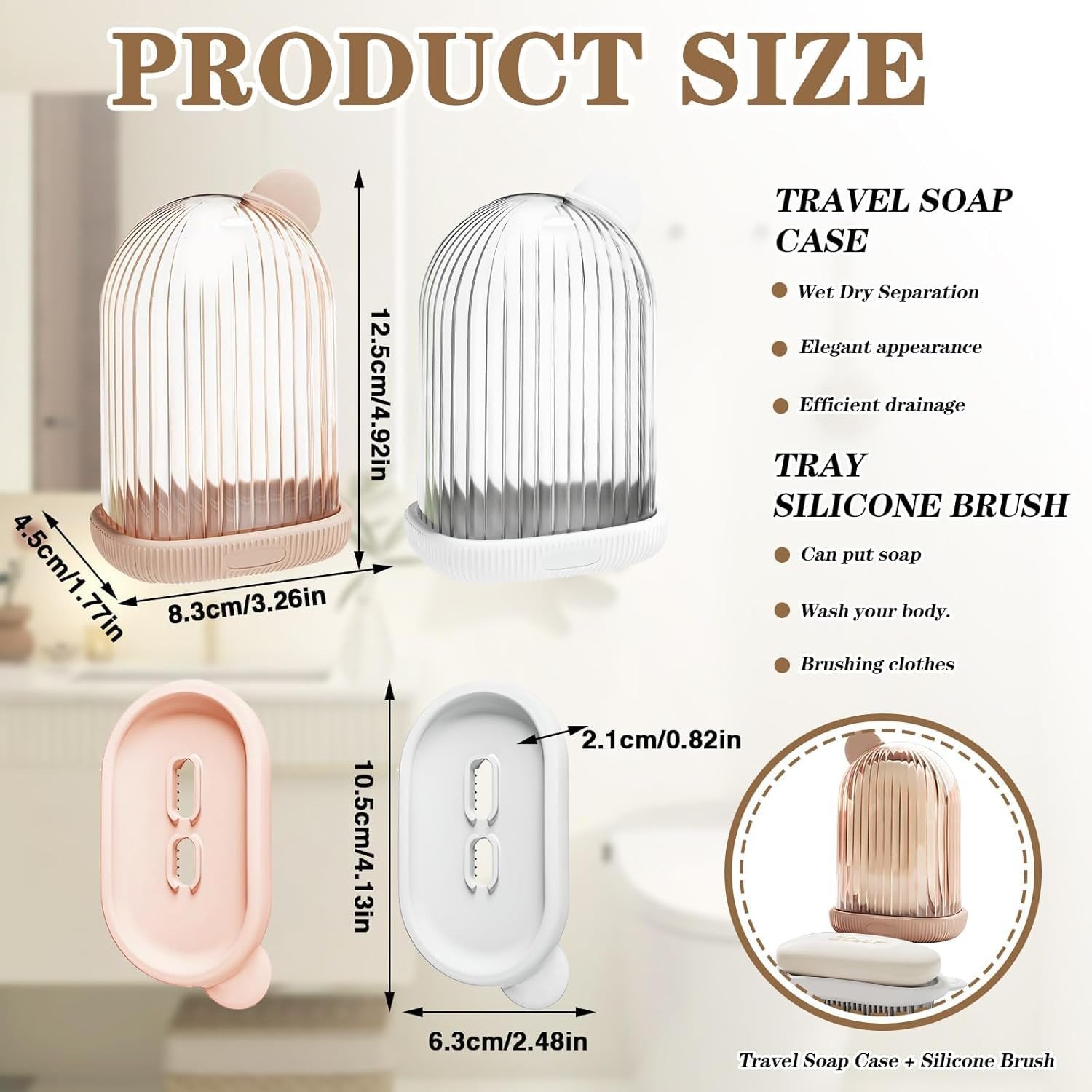 2 in 1 travel soap case with bath brush