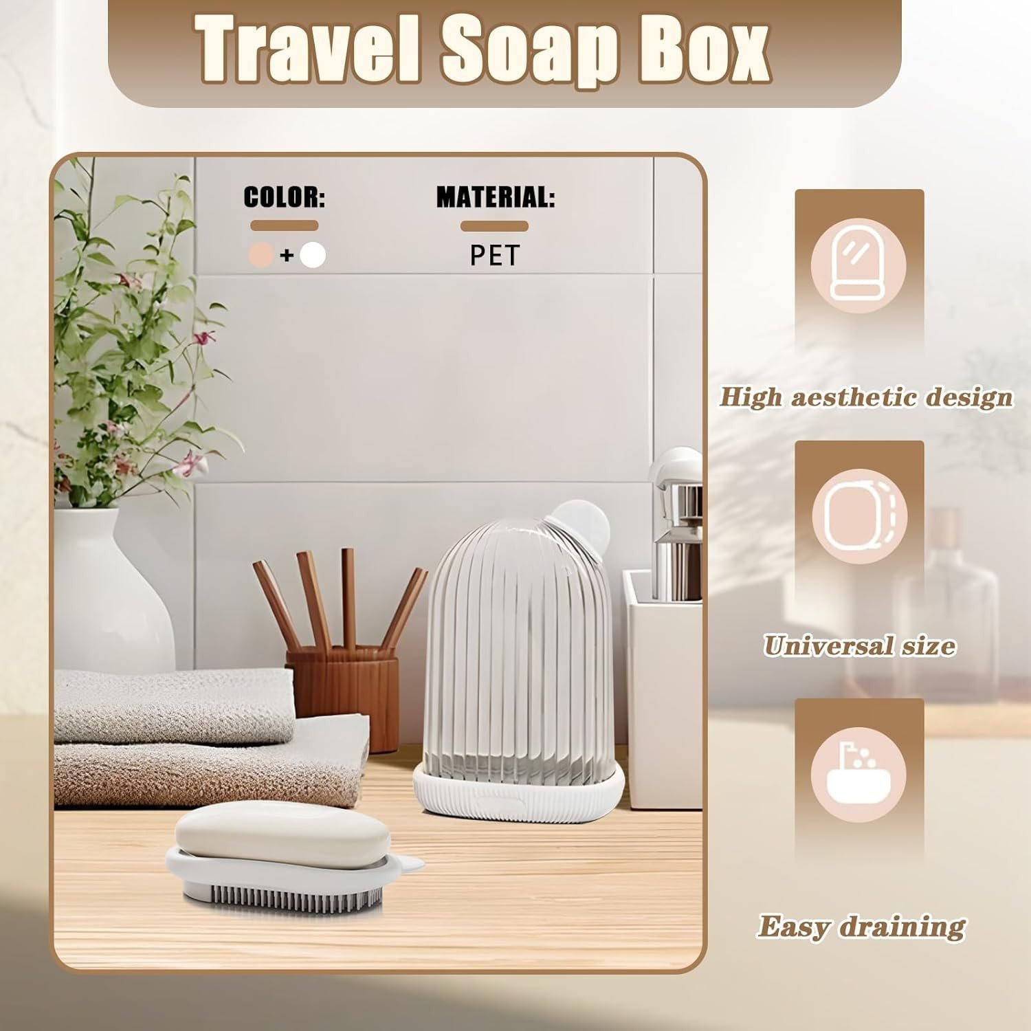 2 in 1 travel soap case with bath brush