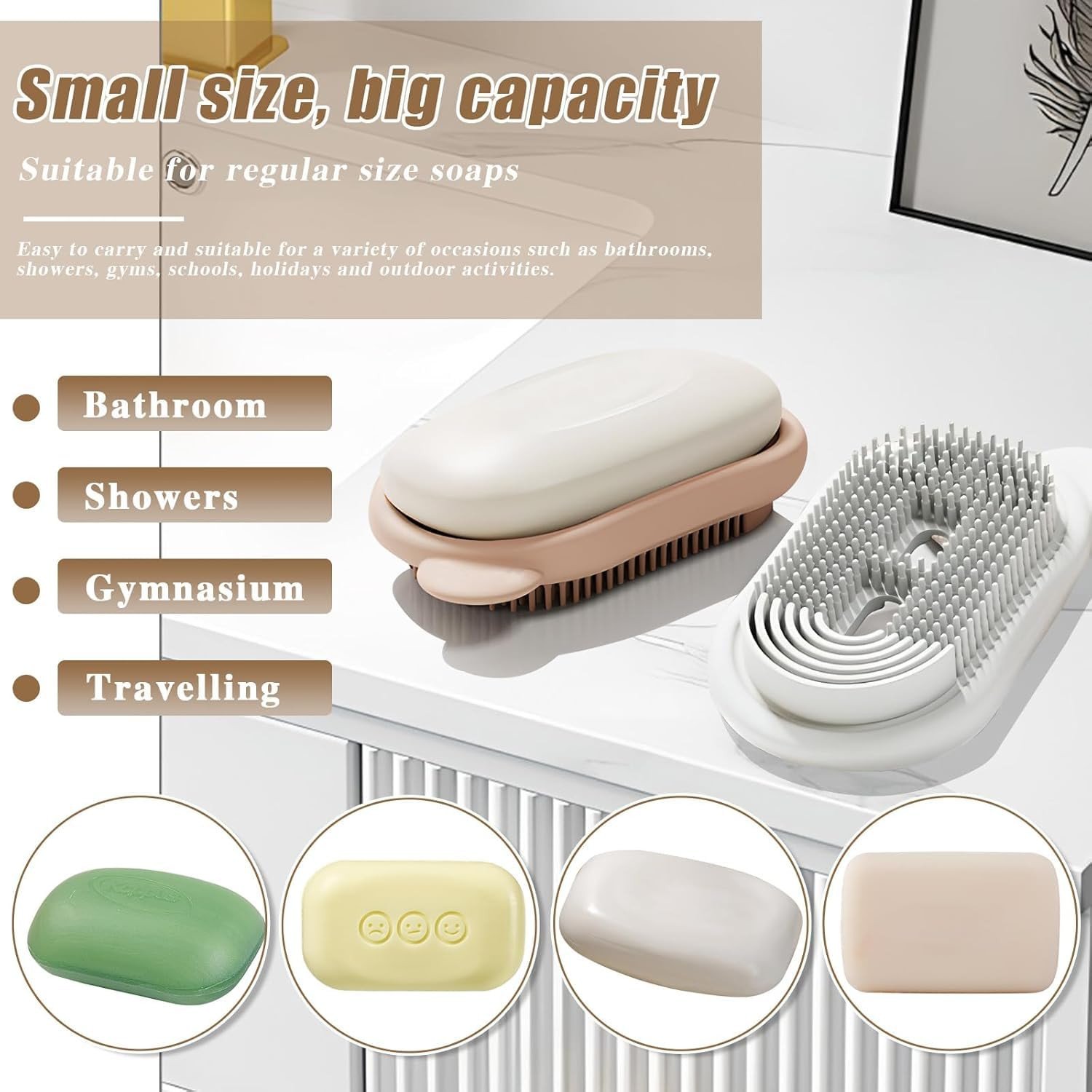 2 in 1 travel soap case with bath brush