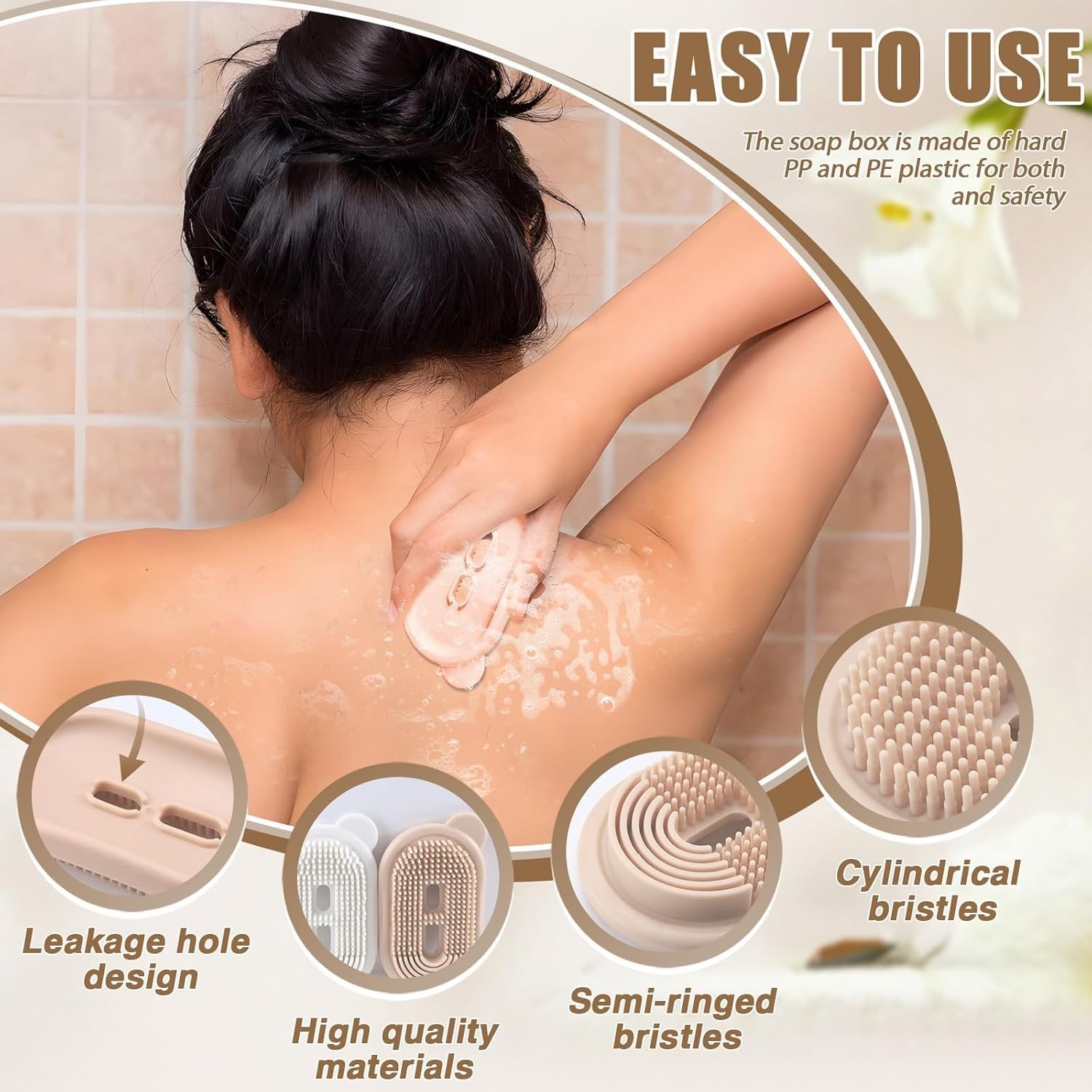 2 in 1 travel soap case with bath brush