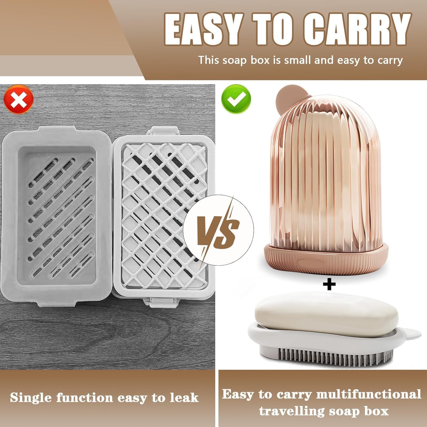 2 in 1 travel soap case with bath brush